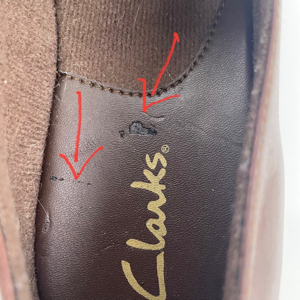Clarks Womens Shoes Size 7.5 Brown Leather Slip On Loafer Croc Print - Picture 15 of 15